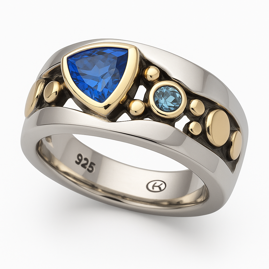 Elli™ - Anello vintage con cristallo blu