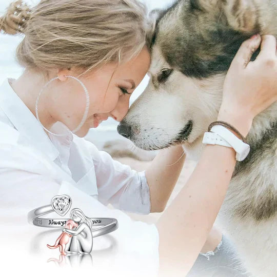 Mya™ ​​| Anello regolabile in argento a forma di cane da donna