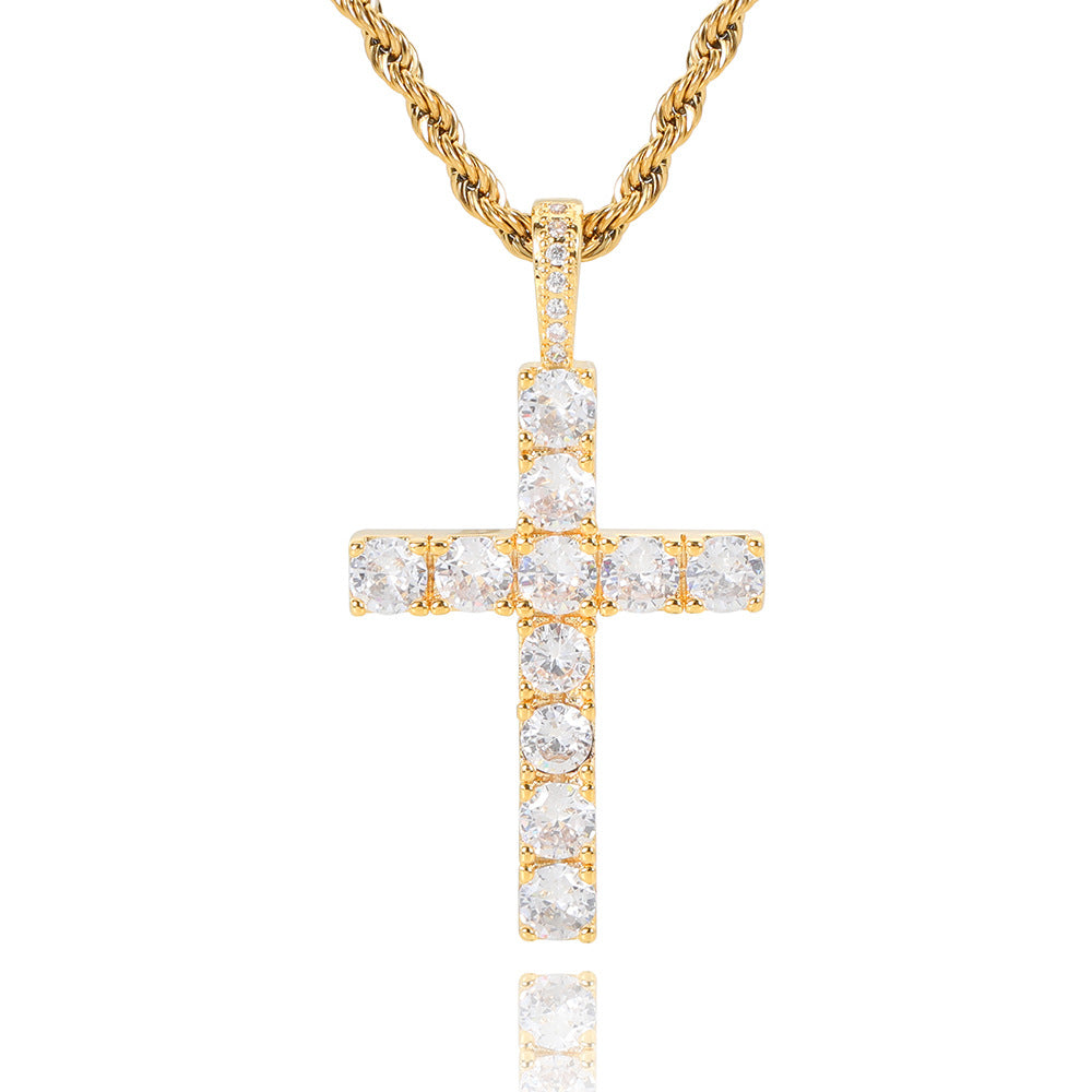 Faith™ | Collana con croce in oro e moissanite