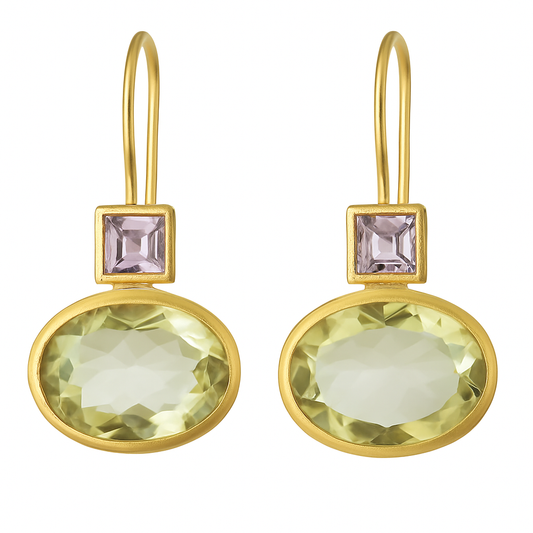 Vintage™ | Orecchini da donna in oro con cristalli verdi