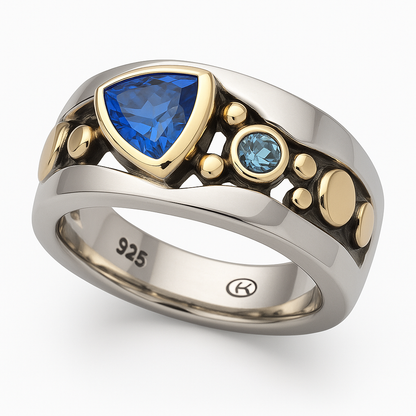 Elli™ - Anello vintage con cristallo blu