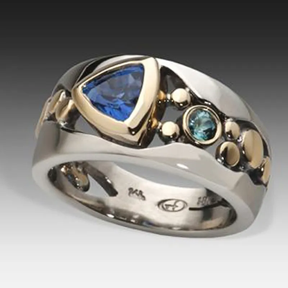 Elli™ - Anello vintage con cristallo blu